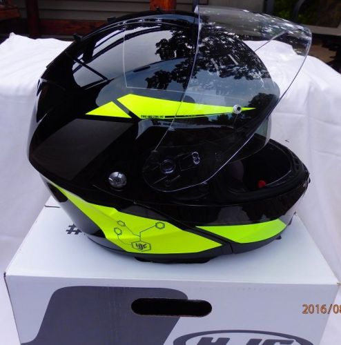 Hjc is-max 2 elemental modular helmet black with hi viz yellow size medium