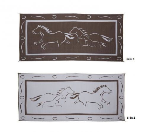 8' x 18' patio mat for rv / camper / motorhome / trailer (horse design)