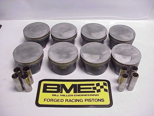 Bme gas ported sb2 chevy pistons &amp; wrist pins 4.138" bore 1.360" ch- .927" nice