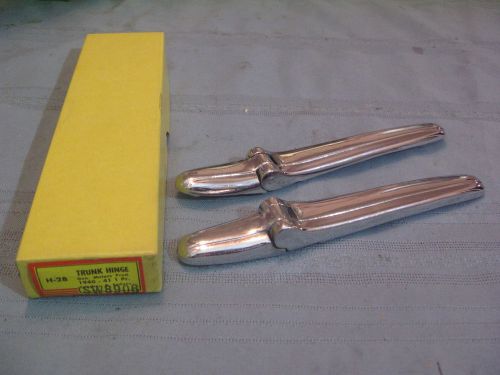 Set of vintage nos 1940-1941 gm chrome trunk hinges #h-2b w/ box