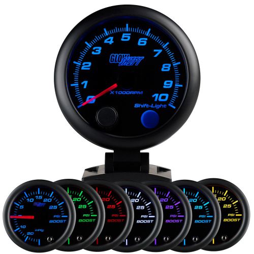 3 3/4" glowshift black 7 color tach tachometer gauge meter w. 7 color leds