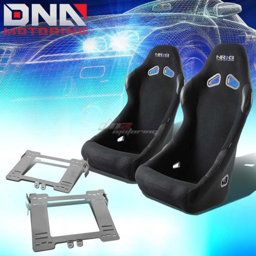 Nrg black cloth bucket racing seats+full stainless bracket for mk4 golf/jetta