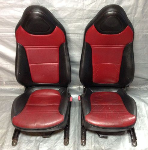 2006-2010 pontiac solstice / saturn sky black &amp; red leather seats, pair