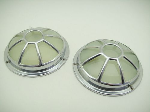Lot 2 x vintage nos plafonier roof lampo for big classic car bus glass &amp; chrome