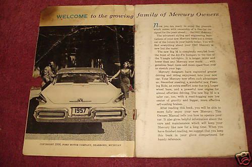 1957 mercury owner's manual / owner's guide / original