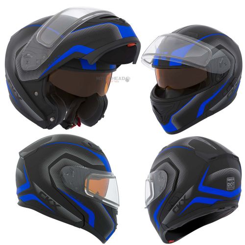 Snowmobile helmet modular flip up ckx flex rsv lucas blue black white mat xlarge