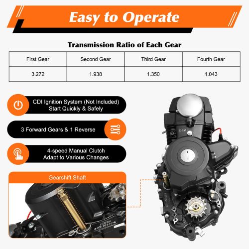 110CC 4stroke ATV Engine Motor Semi-Auto w/Reverse Electric Start For GO Karts, US $245.04, image 3