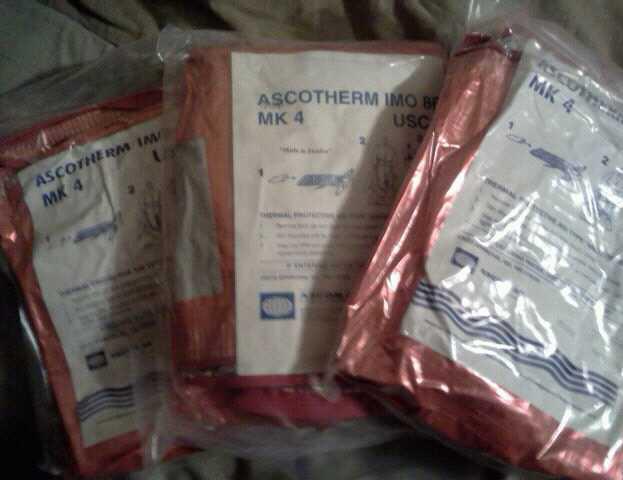 3 ascotherm mk4 thermal protective aids cold weather suits uscg  boat/liferaft