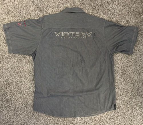 Victory motorcycle men's  gray w/white pinstripe shirt  xl