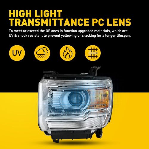 Chrome Housing Headlights Set For 2014-2019 GMC Sierra 1500 2500 3500 Assmeblies, US $205.99, image 12