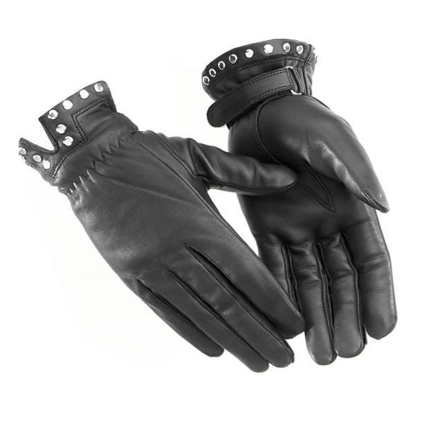 River road tallahassee leather motorcycle gloves black women's lg/large