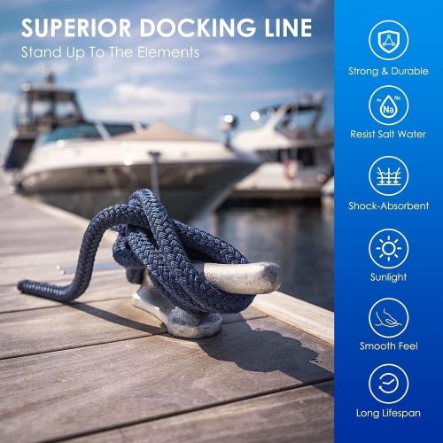 4PCS 5/8 inch 25 ft Double Braided Nylon Dock Lines Marine Boat Mooring Rope, US $53.59, image 7