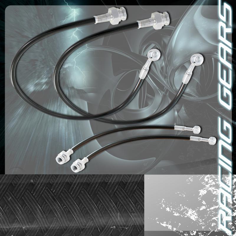 1989-1998 nissan 240sx silvia black front + rear stainless steel hose brake line