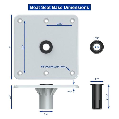 Boat Seat Base,Boat Seat Pedestals 7" x 7" Aluminum Alloy,Seat Base with 3/4", US $30.75, image 4