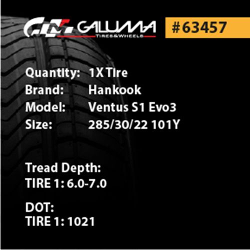 1X Tire Hankook Ventus S1 Evo3 285/30/22 285/30ZR22 2853022 101Y No Patch #63457, US $328.38, image 9