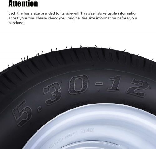 4pack Trailer Tires with 12" Rims 5 Lug on 4.5" 5.30-12 5.30x12, US $237.98, image 5