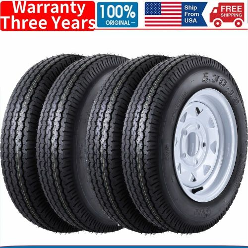 4pack Trailer Tires with 12" Rims 5 Lug on 4.5" 5.30-12 5.30x12, US $237.98, image 7
