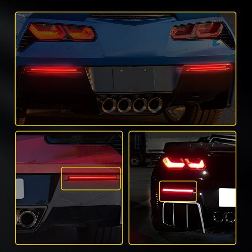 2x rear bumper reflector red led tail brake lights for 14-19 chevy corvette c7 a