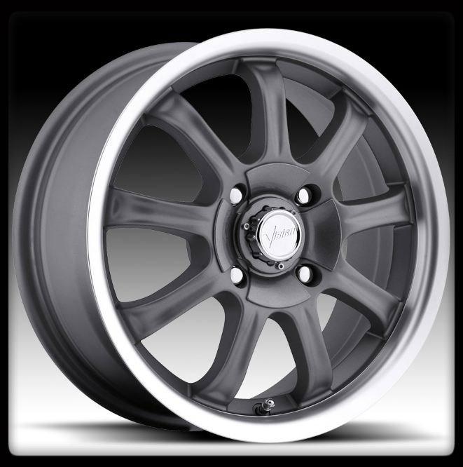 17" x 7" vision 9x 424 gun metal w/mch lip 5x115 impala wheel rims free lugs