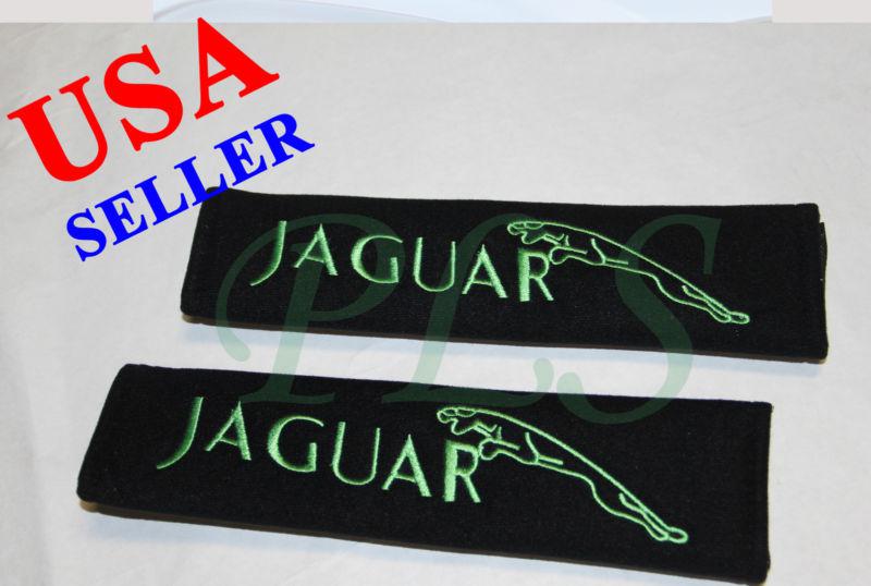 Jaguar seat belt cover shoulder pads black cushion pair