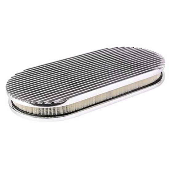 New cobra style dual quad air cleaner w/ filter, finned polished aluminum
