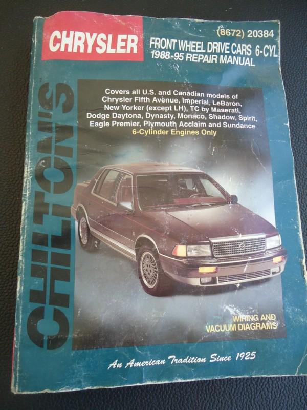 Chrysler  front wheel drive cars 6-cyl 1988 - 1995  chilton's repair manual