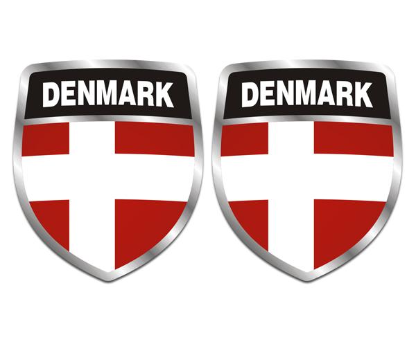 Denmark flag shield decal set 4"x3.4" danish vinyl car bumper sticker zu1