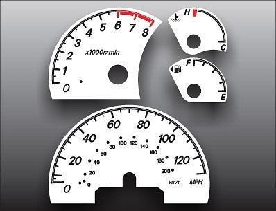2002-2004 mitsubishi lancer instrument cluster white face gauges 02-04