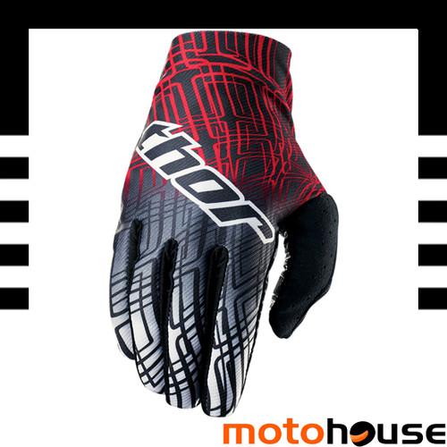 Thor youth void rectangle gloves mx offroad dirt motocross red black white 
