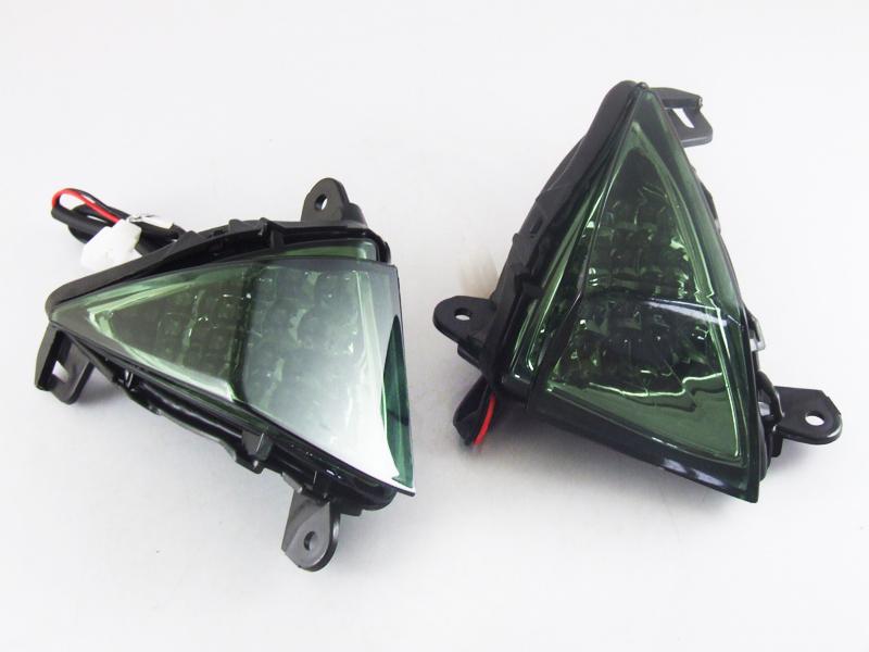 Kawasaki zx6 zx10 zx14 led flush mount smoke turn signal lenses new 