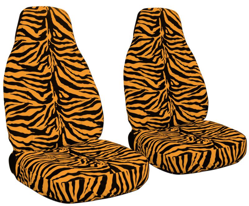 Sell ORANGE ZEBRA DESIGN car Seat Covers. Front set Jeep wrangler YJ 87