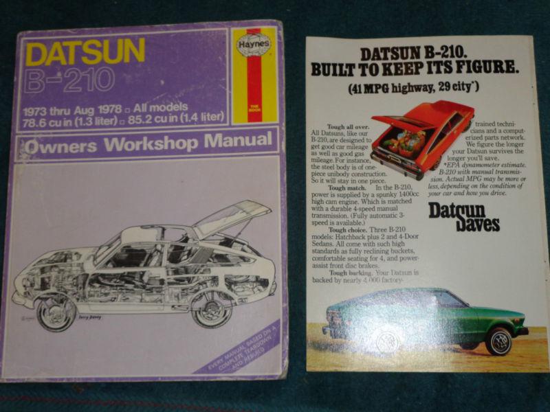 1973-1978 / datsun b210 series shop manual / hayne's repair book with bonus!