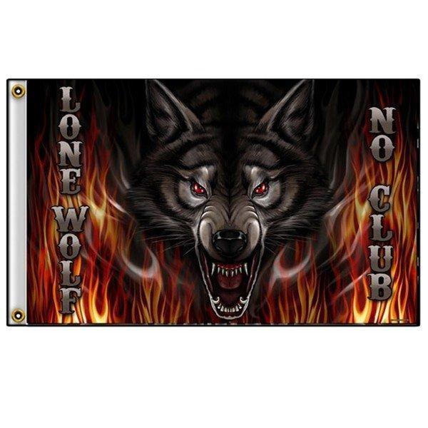 Lone wolf no club  flag 3 ft x 5 ft 