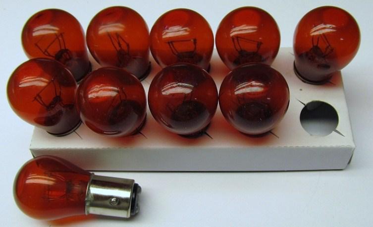 Box of 10 #1157nr (1157 red) lamp auto bulb automotive lightbulb new nickel base