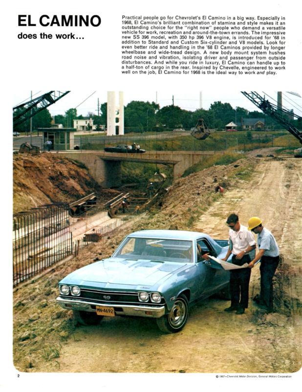 1968 chevrolet el camino 68 original sales brochure