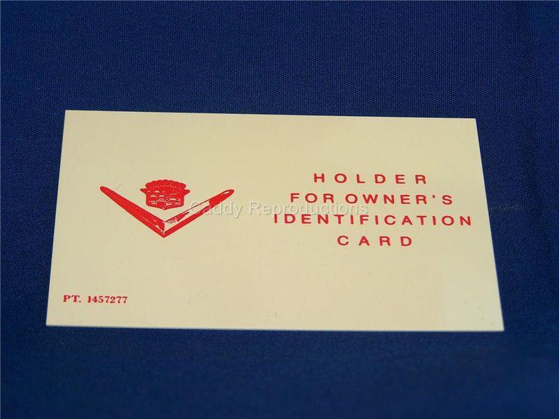 1950 - 1956 cadillac owners identification holder card