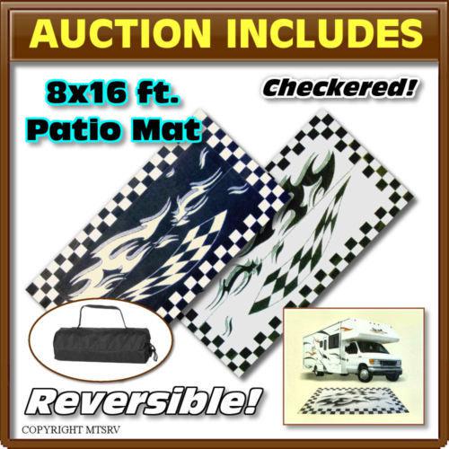 Sell MMI Reversible Patio Awning Mat 8x16 B&W Checkered Camper