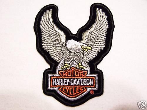 #1141 l harley motorcycle vest patch upwing eagle silver emb328064