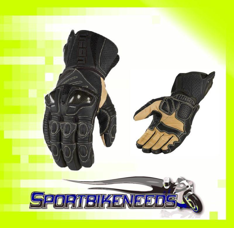 Icon overlord long glove leather black brown medium m