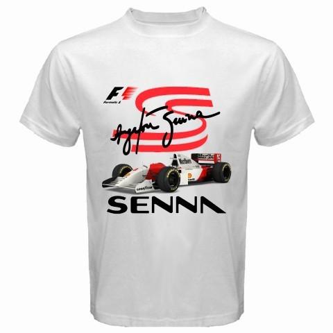 Ayrton senna t-shirt formula 1 legendary racing t-shirt white shirt size xs-2xl