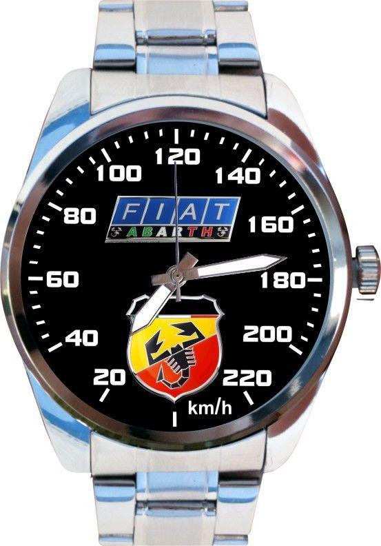 Fiat abarth 500 220 km/h speedometer auto art chrome stainless band watch 