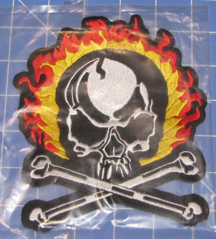 5" x 6" - skull & cross bones / fire patch  for vest