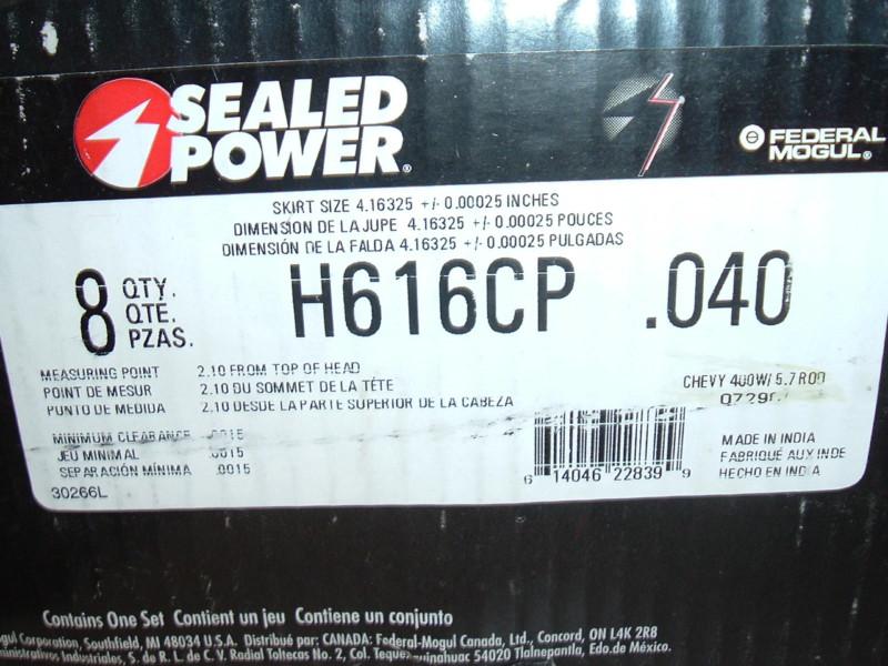 Sbc small block 400 4.165 chevy pistons 5.7 rod hyper