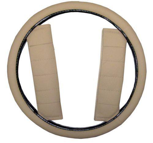 Tan Biege Car Seat Covers Set w/ Steering Wheel Cover & Belt Shoulder Pads #5, US $46.96, image 6