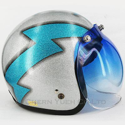 Silver Star Snaps Dot Bubble Shield Visor Face Mask UV Gradation Blue for Helmet, US $18.99, image 2