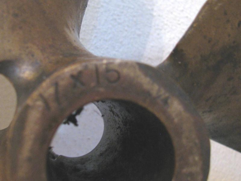 VINTAGE BRASS BOAT PROPELLER 17X15 1 /14 17RH 15, US $99.99, image 3