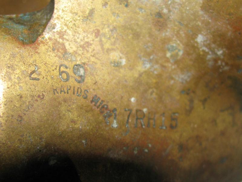 VINTAGE BRASS BOAT PROPELLER 17X15 1 /14 17RH 15, US $99.99, image 6