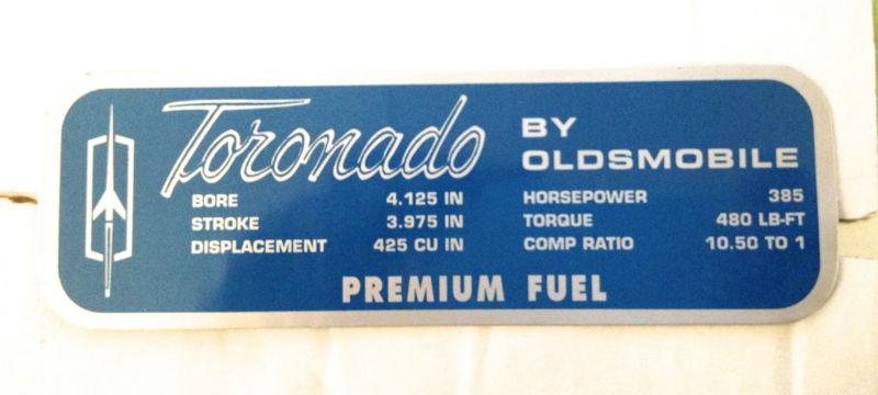 1966-1967 limited production toronado valve cover decal
