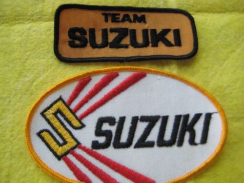 Vintage team suzuki motorcycle patch set 3 5/8&#034; x 1  1/2&#034;- 5&#034; x 3&#034;