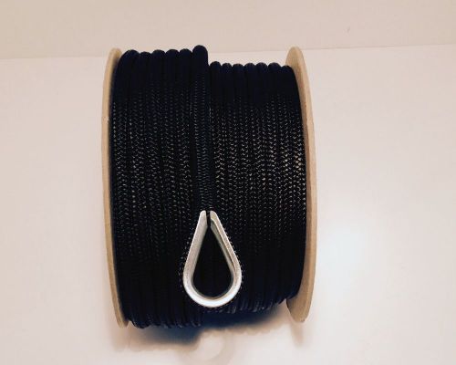 Anchor line 3/8"x 150 ft blk double braid nylon rope made in the usa